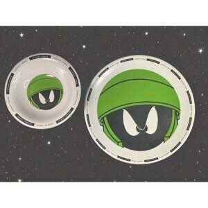 1996 Zak Design Warner Bros Loony Tunes Marvin the Martian Plate and Bowl